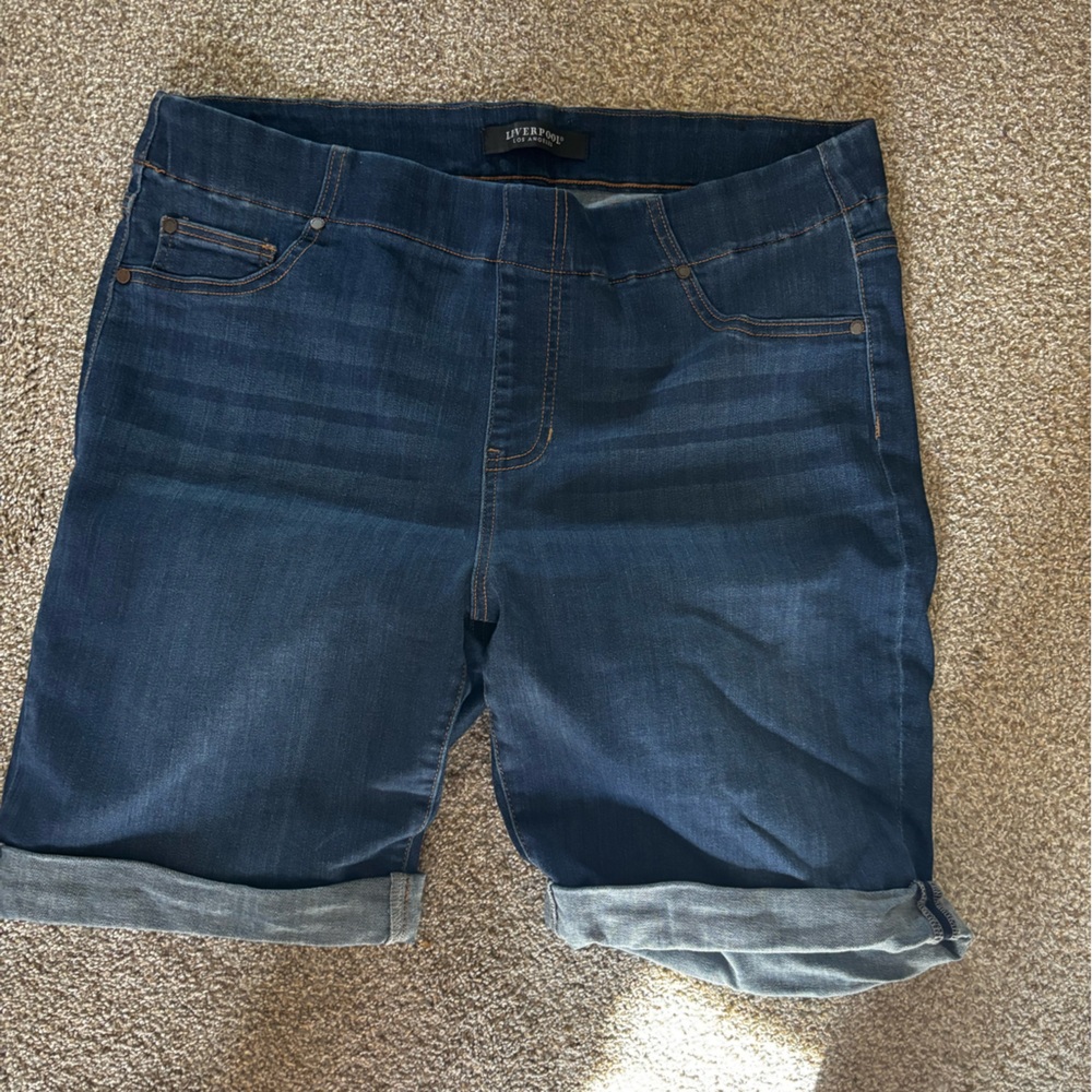 Liverpool Pull on Denim Roll-Cuff Shorts